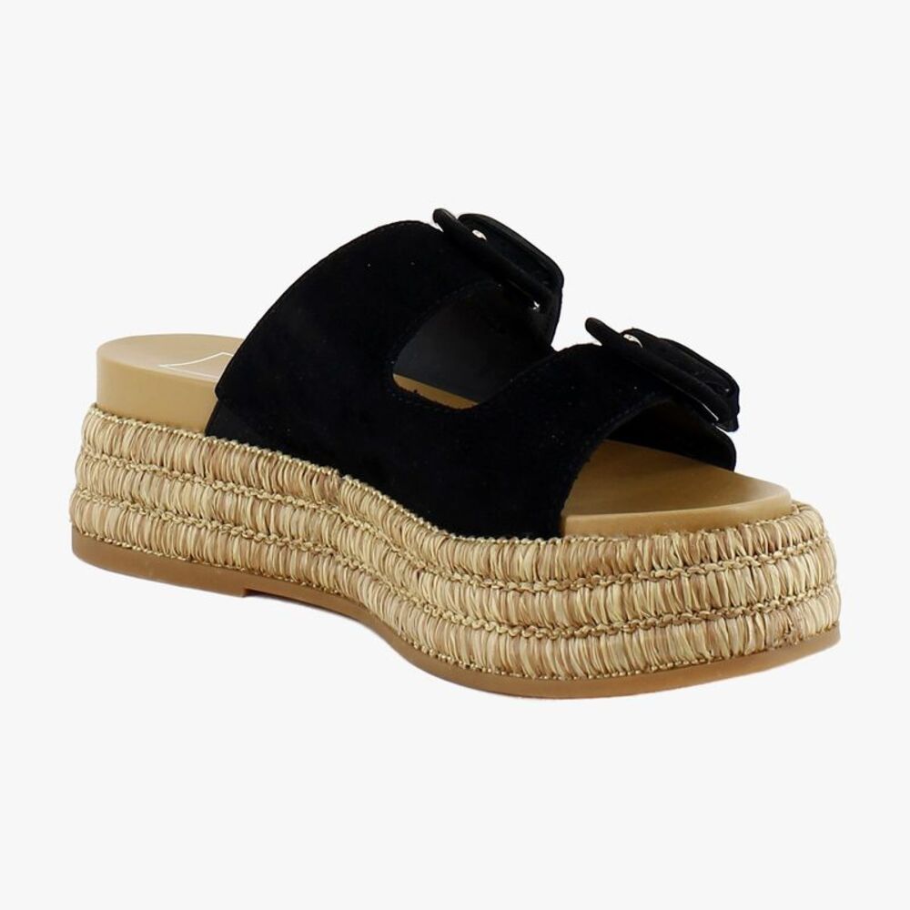 Dolce Vita Black Suede Platform Espadrille Sandals